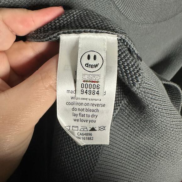 Drew House Men's Gray Painted Mascot Crewneck Sweater Size XXL Smiley Face - Picture 10 of 11